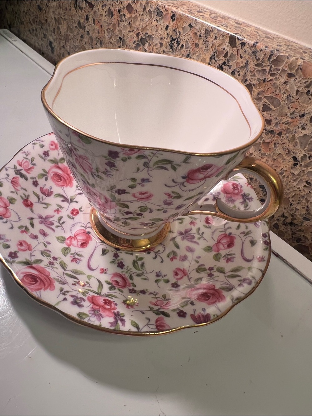 Clarence Floral Porcelain Chinz Tea Cup and Saucer Set England